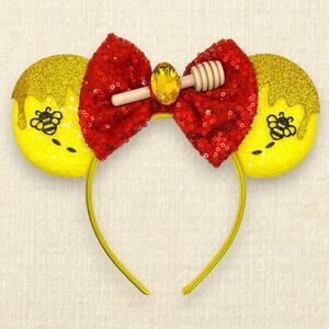 Yellow Sequin Winnie the Pooh Minnie Ears | Disney-Inspired Mouse Ears